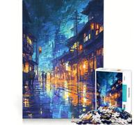 Puzzle da 1000 pezzi per ragazzi scena di strada sotto la pioggia in una notte gioco rompicapo difficile e stimolante ideale come regalo per tutta la famiglia 38x26cm