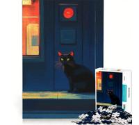 Puzzle da 1000 pezzi per ragazzi, scena notturna con gatto nero, giochi rilassanti, attività divertenti da fare a casa, ottimo regalo per gli appassionati di videogiochi 50x75cm
