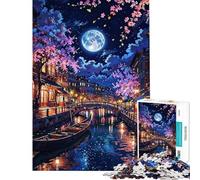 Puzzle da 1000 pezzi per ragazzi scena notturna del canale di Venezia con la luna Puzzle per adulti giochi rilassanti che migliorano la memoria Ideale come regalo per tutta la famiglia (38x52cm)