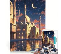 Puzzle da 1000 pezzi per ragazzi scena notturna di una moschea decorazione da parete passatempo ideale per le vacanze a casa per rafforzare il legame di coppia 38x26cm