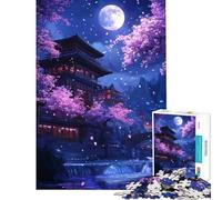 Puzzle da 1000 pezzi per ragazzi scena notturna giapponese divertente attività da fare in casa regalo di compleanno gioco pratico adatto a partire dai 14 anni (50x75cm)