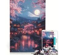 Puzzle da 1000 pezzi per ragazzi, scena notturna giapponese, gioco per famiglie, attività divertenti da fare a casa, ideale come regalo 38x26cm