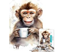 Puzzle da 1000 pezzi per ragazzi Scimmia all'ora del caffè gioco educativo e rompicapo ideale come regalo di Babbo Natale segreto (dimensioni 38x52cm)