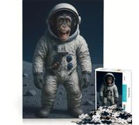 Puzzle da 1000 pezzi per ragazzi: Scimpanzé astronauta sulla Luna, gioco per famiglie, attività divertenti da fare a casa, per rafforzare l'amore tra le coppie 38x52cm