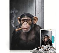 Puzzle da 1000 pezzi per ragazzi, scimpanzé che fuma un sigaro, gioco rilassante, gara di velocità manuale, ideale per compleanni e Natale 38x26cm