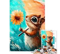 Puzzle da 1000 pezzi per ragazzi: scoiattolo con fiore e ombrello sotto la pioggia Puzzle per adulti gioco rompicapo taglio di precisione regalo di compleanno e unico (dimensioni 38x26cm)