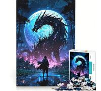Puzzle da 1000 pezzi per ragazzi: Scontro con il Drago al Chiaro di Luna gioco interattivo migliora la memoria compleanno e Natale 38x26cm
