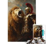 Puzzle da 1000 pezzi per ragazzi scontro tra leone e guerriero puzzle per ragazzi migliora la memoria lista dei desideri con Babbo Natale ottimo regalo per i giocatori 50x75cm