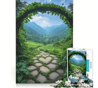 Puzzle da 1000 pezzi per ragazzi sentiero a forma di cuore tra le montagne giochi rilassanti attività divertenti da fare a casa ottimo regalo per gli appassionati di videogiochi 38x26cm