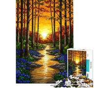 Puzzle da 1000 pezzi per ragazzi sentiero autunnale nella foresta al tramonto puzzle fai-da-te per ragazzi ideale per le vacanze a casa e per passare il tempo insieme interattivo genitore-figlio