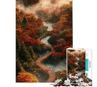 Puzzle da 1000 pezzi per ragazzi sentiero autunnale nella foresta puzzle per adulti giocattolo decorativo da parete regalo perfetto per gli appassionati di videogiochi (dimensioni 38x26cm)
