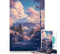 Puzzle da 1000 pezzi per ragazzi,Sentiero dei ciliegi in fiore verso il Fuji,gioco a incastro,attività stimolante per la mente,momento di relax,attività per il compleanno (50x75cm)