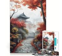 Puzzle da 1000 pezzi per ragazzi,sentiero del tempio autunnale,disegno pulito,gioco creativo,giocattolo rilassante,regalo di Natale (50x75cm)