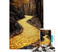 Puzzle da 1000 pezzi per ragazzi Sentiero dorato nella foresta autunnale puzzle per adulti gioco pratico divertente e spiritoso attività divertenti da fare a casa (dimensioni 38x26cm)