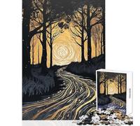 Puzzle da 1000 pezzi per ragazzi: Sentiero d'oro attraverso la foresta oscura gioco educativo decorazione da parete giocattolo fai-da-te stimola l'esercizio cerebrale (38x52cm)