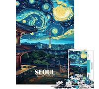 Puzzle da 1000 pezzi per ragazzi Seoul Corea del Sud paesaggio notturno puzzle per adulti giochi rilassanti migliora la memoria ideale come regalo per tutta la famiglia (dimensioni 50x75cm)