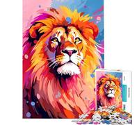 Puzzle da 1000 pezzi per ragazzi Serenità Pace Leone Popart Difficile e stimolante Decorazione perfetta Gioco educativo per ragazzi dai 14 anni in su 38x52cm