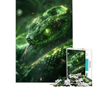 Puzzle da 1000 pezzi per ragazzi serpente al neon verde gioco pratico e stimolante regalo di compleanno decorazione per la casa (dimensioni 38x52cm)
