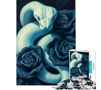 Puzzle da 1000 pezzi per ragazzi serpente bianco e rose blu Attività divertenti da fare a casa antistress gioco pratico adatto a partire dai 14 anni (50x75cm)