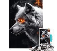 Puzzle da 1000 pezzi per ragazzi Sguardo del Lupo Infuocato Taglio di Precisione Interazione Genitore-Figlio Regalo di Natale e Compleanno 50x75cm