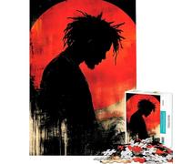 Puzzle da 1000 pezzi per ragazzi silhouette contro luna rossa Divertimento a casa attività per tutta la famiglia gioco pratico adatto a partire dai 14 anni (50x75cm)