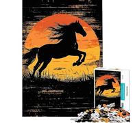 Puzzle da 1000 pezzi per ragazzi silhouette di cavallo nero al tramonto puzzle da 1000 pezzi decorazione per la casa giocattolo modello da assemblare offerta come regalo per tutta la famiglia