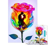 Puzzle da 1000 pezzi per ragazzi silhouette di coppia tra le rose gioco pratico e stimolante regalo di compleanno decorazione per la casa (dimensioni 75x50cm)