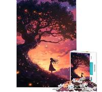 Puzzle da 1000 pezzi per ragazzi silhouette sotto un albero magico difficile e stimolante decorazione per la casa gioco rilassante per ragazzi dai 14 anni in su (38x52cm)