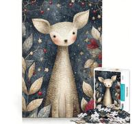 Puzzle da 1000 pezzi per ragazzi: simpatici cervi in un paesaggio invernale incantato, gioco rilassante, sfida impegnativa, collezione d'artista, belle arti 50x75cm