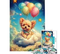 Puzzle da 1000 pezzi per ragazzi simpatico cane su una nuvola con palloncini gioco educativo giocattolo artistico regalo taglio di precisione (dimensioni 38x26cm)