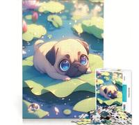 Puzzle da 1000 pezzi per ragazzi, simpatico carlino anime fantasy, gioco rilassante, sfida impegnativa, collezione d'artista, belle arti 38x26cm
