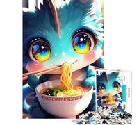 Puzzle da 1000 pezzi per ragazzi simpatico drago che mangia ramen giocattolo educativo divertente per tutta la famiglia ottimo regalo e giocattolo (dimensioni 75x50cm)
