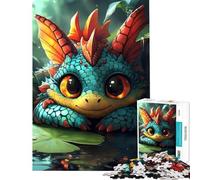 Puzzle da 1000 pezzi per ragazzi simpatico drago in uno stagno difficile e stimolante decorazione per la casa gioco rilassante per ragazzi dai 14 anni in su (38x26cm)