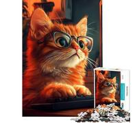 Puzzle da 1000 pezzi per ragazzi simpatico gatto che digita sulla tastiera sfida da completare decorazione murale gioco educativo per ragazzi dai 14 anni in su (38x26cm)