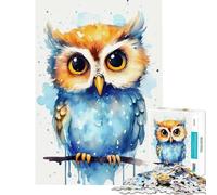 Puzzle da 1000 pezzi per ragazzi simpatico gufo acquerelli giocattolo educativo per l'apprendimento e il relax regalo di compleanno (dimensioni 38x26cm)
