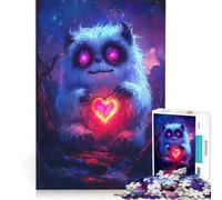 Puzzle da 1000 pezzi per ragazzi, simpatico mostro che tiene in mano un cuore luminoso, gioco impossibile, interazione genitore-figlio, regalo di Natale o compleanno 38x52cm