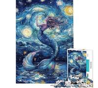Puzzle da 1000 pezzi per ragazzi Sirena sotto una notte stellata Puzzle per ragazzi Migliora la memoria Lista dei desideri con Babbo Natale Ottimo regalo per i giocatori 38x52cm