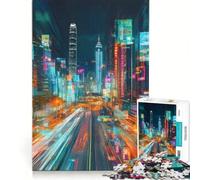 Puzzle da 1000 pezzi per ragazzi, skyline notturno della città, decorazione da parete, passatempo ideale per le vacanze a casa, per rafforzare il legame di coppia 38x26cm