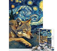Puzzle da 1000 pezzi per ragazzi "Sogni di lupo sotto un cielo stellato" Giochi rilassanti per tutta la famiglia decorazione per la casa giocattoli che migliorano l'amore tra le coppie (50x75cm)