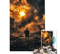 Puzzle da 1000 pezzi per ragazzi soldato in una città dilaniata dalla guerra difficile e stimolante decorazione per la casa gioco rilassante per ragazzi dai 14 anni in su (38x52cm)
