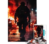 Puzzle da 1000 pezzi per ragazzi soldato in zona di guerra gioco per famiglie giocattolo avvincente per coltivare la pazienza regalo divertente difficile (dimensioni 75x50cm)