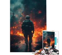 Puzzle da 1000 pezzi per ragazzi soldato nella tempesta di fuoco sfida di intelligenza giocattolo avvincente gioco rilassante per divertimento in famiglia opera d'arte regalo (dimensioni 38x26cm)