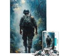 Puzzle da 1000 pezzi per ragazzi Soldato sotto la pioggia puzzle per adulti gioco interattivo decorazione da parete compleanno e Natale (dimensioni 50x75cm)