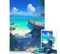Puzzle da 1000 pezzi per ragazzi, spiaggia tropicale con molo, arte digitale, bordi precisi, allenamento mentale, gioco divertente e tranquillo, regalo di compleanno (50x75cm)