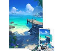 Puzzle da 1000 pezzi per ragazzi spiaggia tropicale con molo arte digitale puzzle da 1000 pezzi giocattolo decorativo per la casa modello da assemblare offerta regalo per tutta la famiglia (50x75cm)