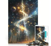 Puzzle da 1000 pezzi per ragazzi Spirale Celeste Paesaggio Notturno Mistico del Burj KhalifaGioco di incastri fini,divertente e stimolante per la menteGioco accogliente,regalo di compleanno (38x52cm)