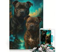 Puzzle da 1000 pezzi per ragazzi Staffordshire Bull Terrier gioco rilassante antistress compleanno e Natale 38x52cm
