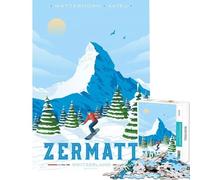 Puzzle da 1000 pezzi per ragazzi stampa Zermatt Svizzera gioco interattivo educativo regalo per il Secret Santa ideale per passare il tempo durante le vacanze (dimensioni 38x52cm)