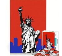 Puzzle da 1000 pezzi per ragazzi Statua della Libertà minimalista giocattolo fai-da-te migliora la memoria con pezzi ad incastro di forma casuale 50x75cm