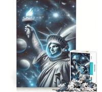 Puzzle da 1000 pezzi per ragazzi Statua della Libertà nello spazio gioco educativo taglio di precisione ottimo regalo per gli appassionati di videogiochi 38x26cm